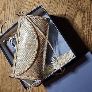 Vintage Silver Metal Woven Mirrored Clutch/Purse. Comes with original box. 6"x4"